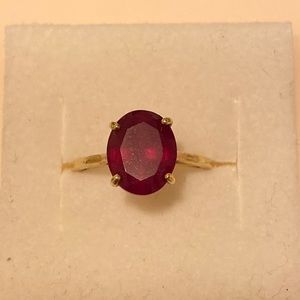 10k yellow gold 2 carat genuine ruby ring